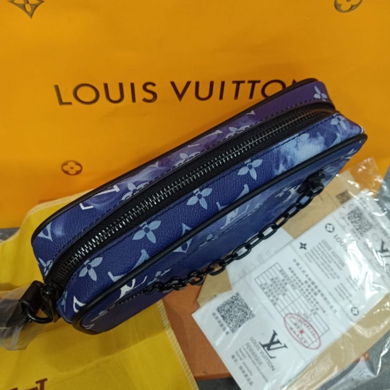 Handbag Lv Pochette Volga Monogram Navy Clutch Tas Tangan Import