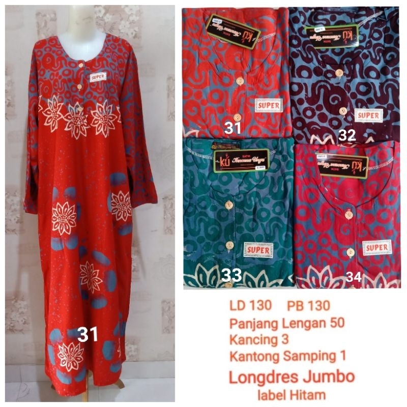 Longdres Jumbo Kencana Ungu label Hitam LD 130 cm