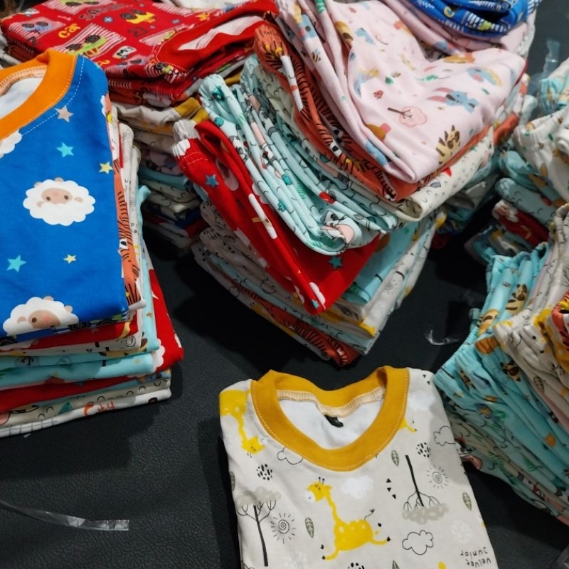 Setelan motif baju tidur anak rijek