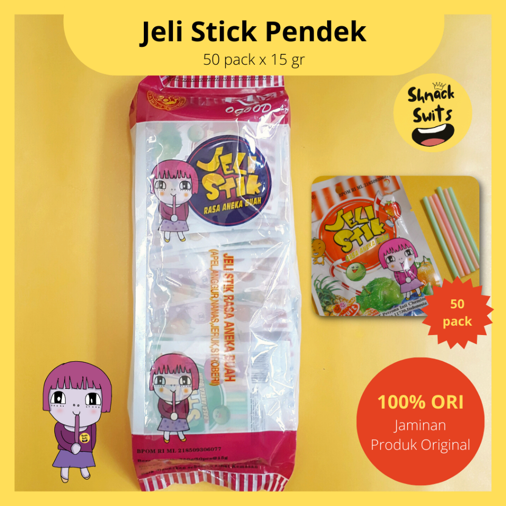 

PERMEN JELI SEDOTAN / Jeli Stick Pendek / Permen Jeli Stick Rasa Aneka Buah