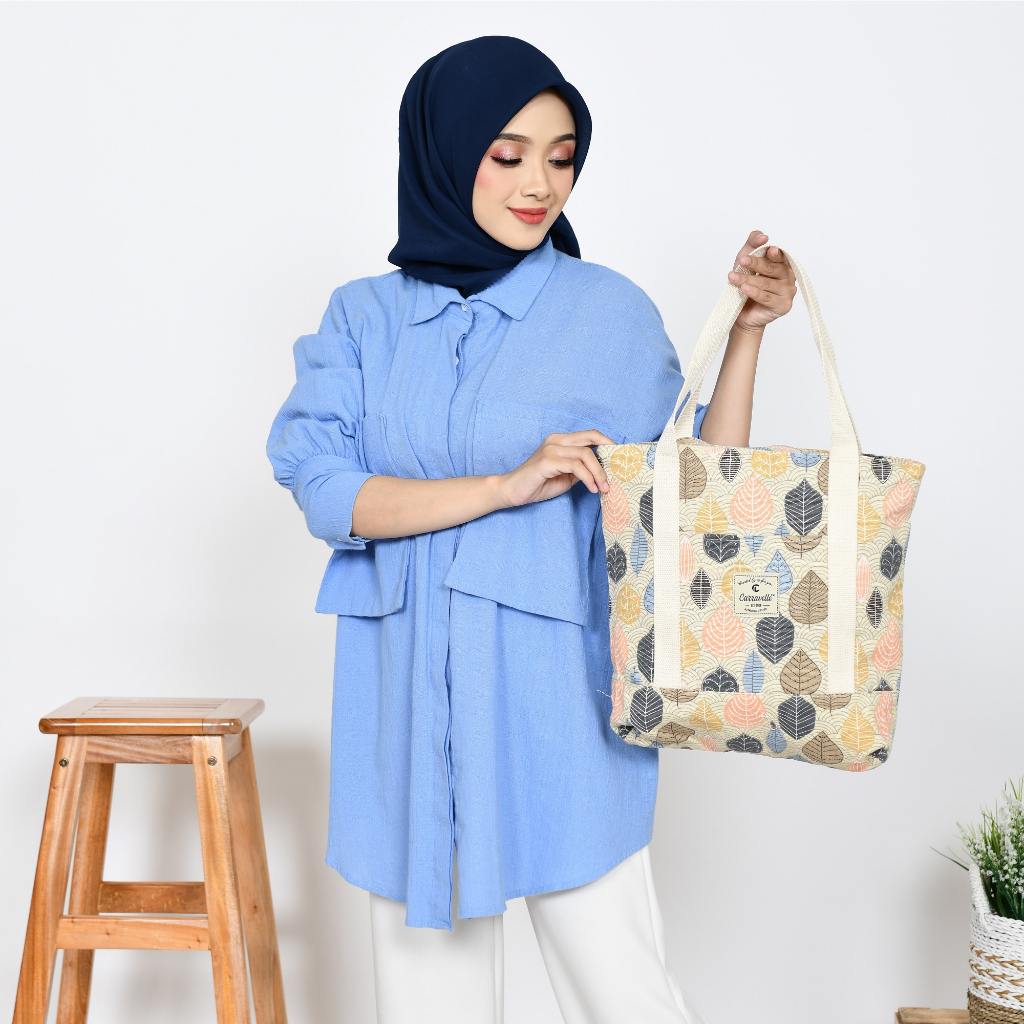 ToteBag Slempang Resleting Wanita bahan kanvas Sueding Polos dan Canvas motif aesthetic model Korea style Tote Bag Perempuan bisa custom sablon untuk tas seminar kuliah tas belanja gift souvenir dll