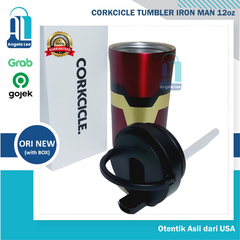 Corkcicle Tumbler Marvel Iron Man Kids Cup Lid &amp; Straw Ori USA 12oz