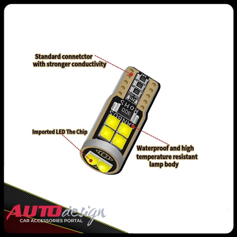 Lampu LED T10 W5W Chip 3030 Cembung 10 Mata 12V Canbus Super Bright