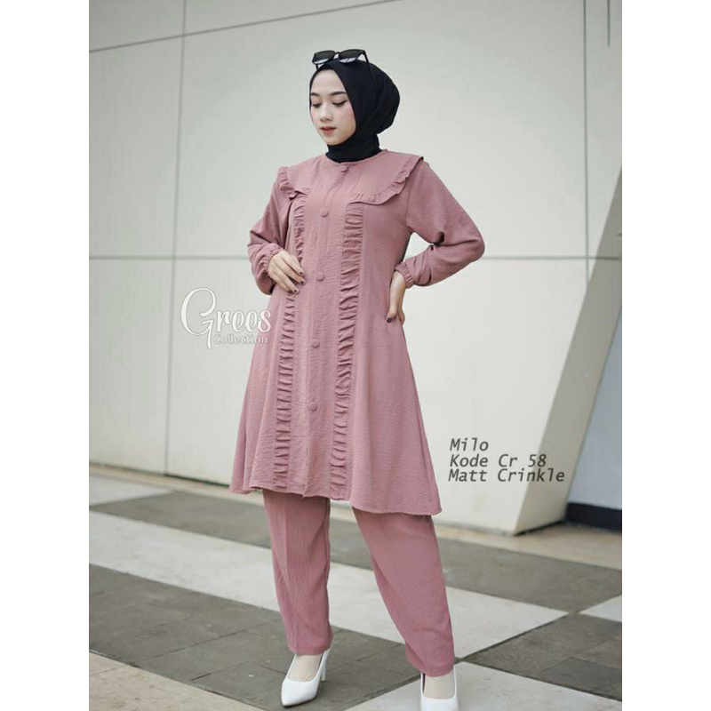 (COD)NEW SETELAN TUNIK CRINKLE AIRFLOW WANITA TERBARU 2023|ONE SET CRINKEL AIRFLOW WANITA DEWASA TER