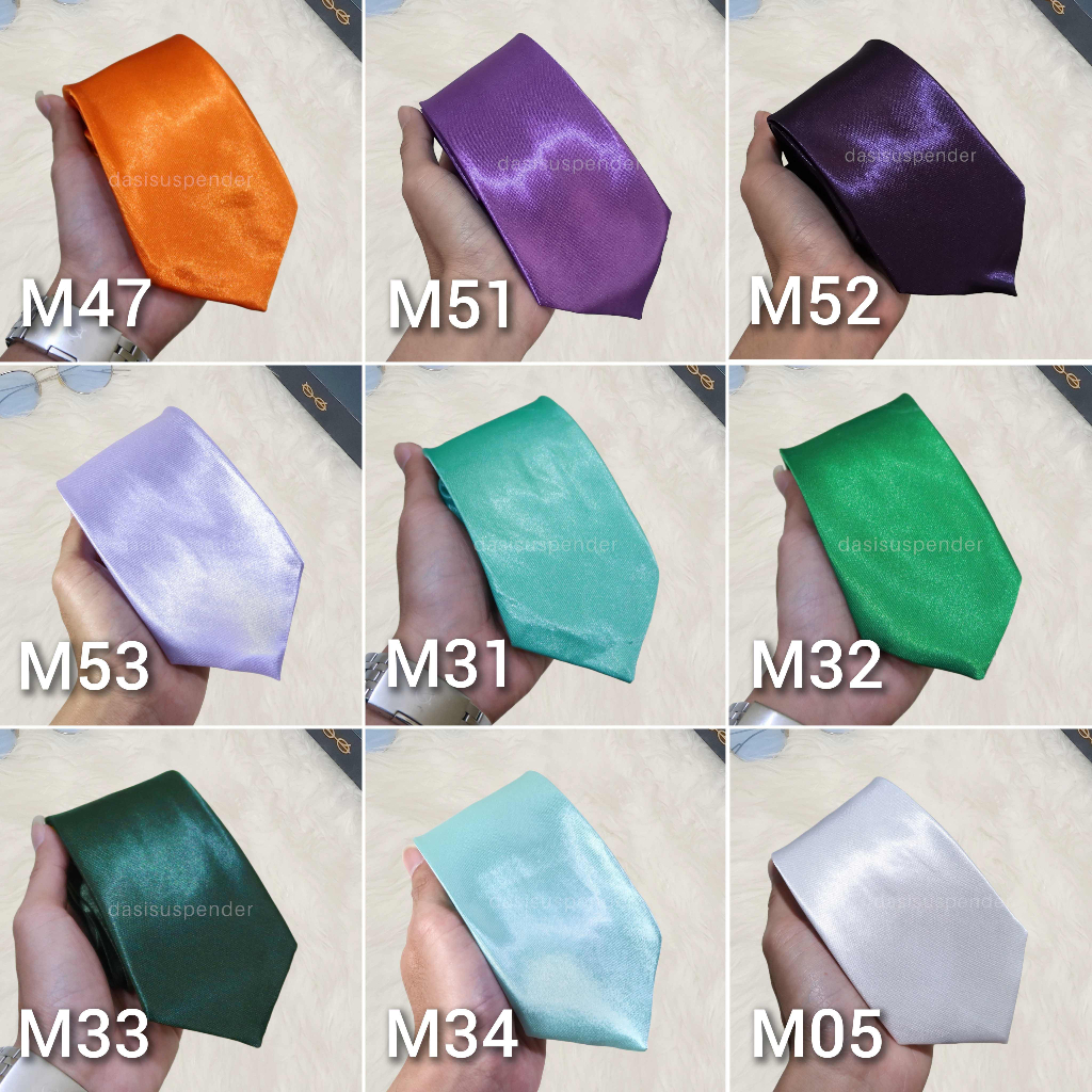 Dasi Instan Dasi Pria Polos Pakai Perekat 3inc 7cm Warna Lengkap Hitam Merah Biru Abu Silver Gold