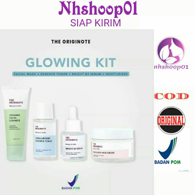 SIAP KIRIM THE ORIGINOTE paket Bundle 4in1 Glowing kit, Acne kit, Perawatan Wajah  Agar Terlihat Seh