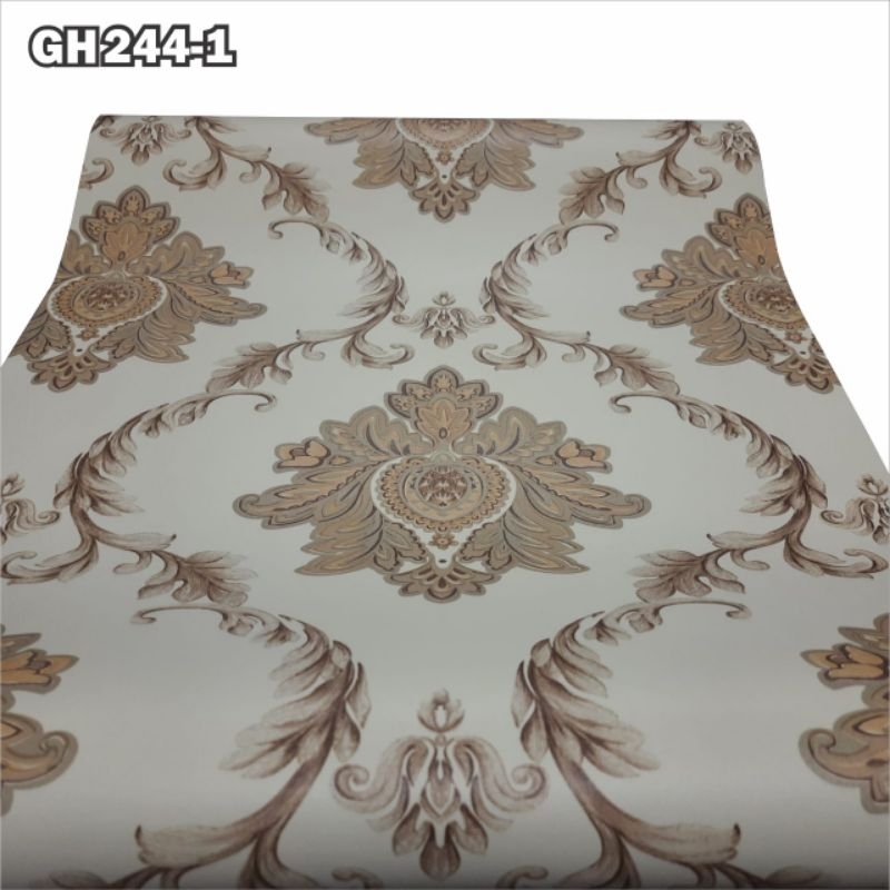 Wallpaper Sticker Dinding Motif Batik Damask Coklat GH244-1