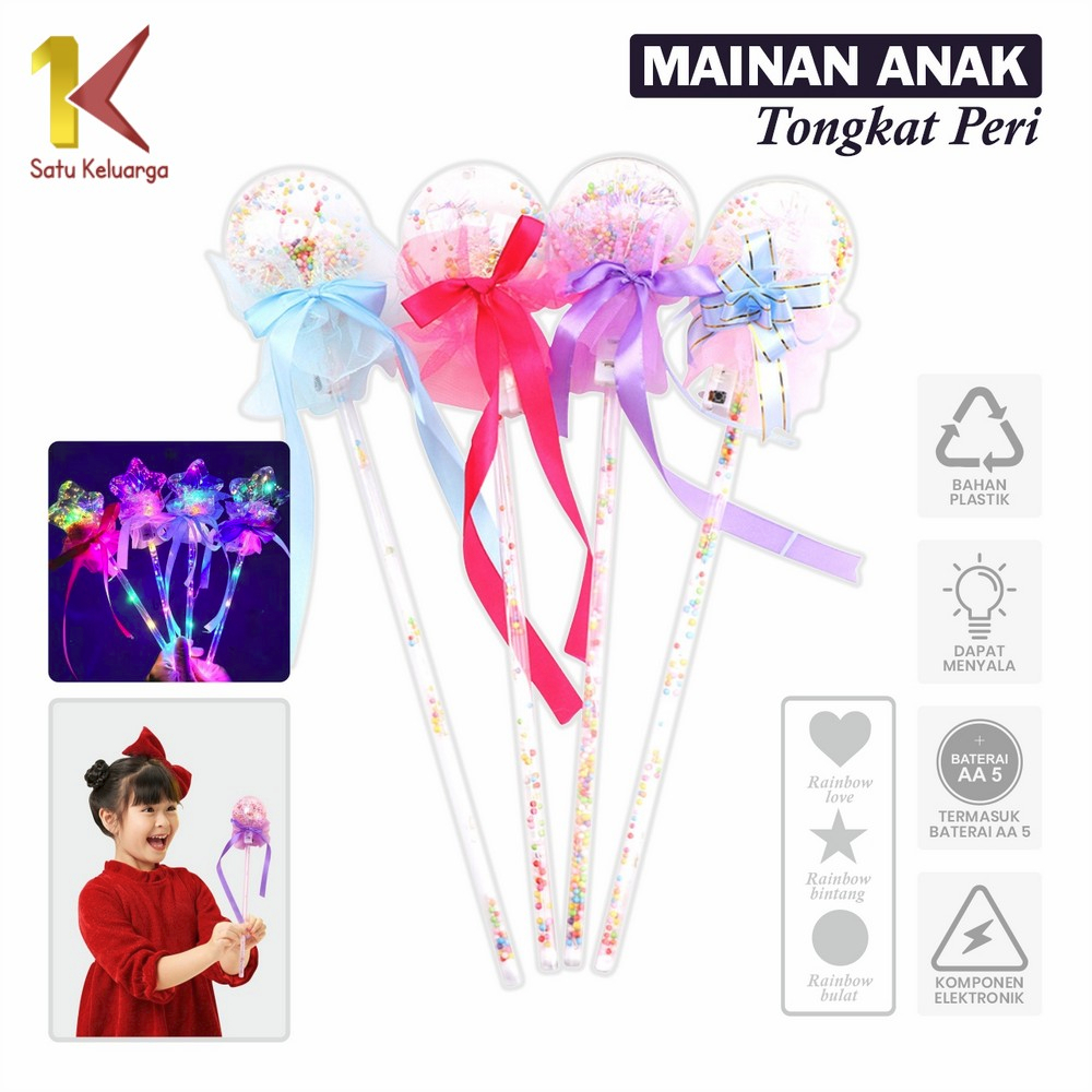 Satu Keluarga Mainan Anak Tongkat Peri Bintang Stik Lampu LED Warna Warni M319 Light Stick Lampu Kon