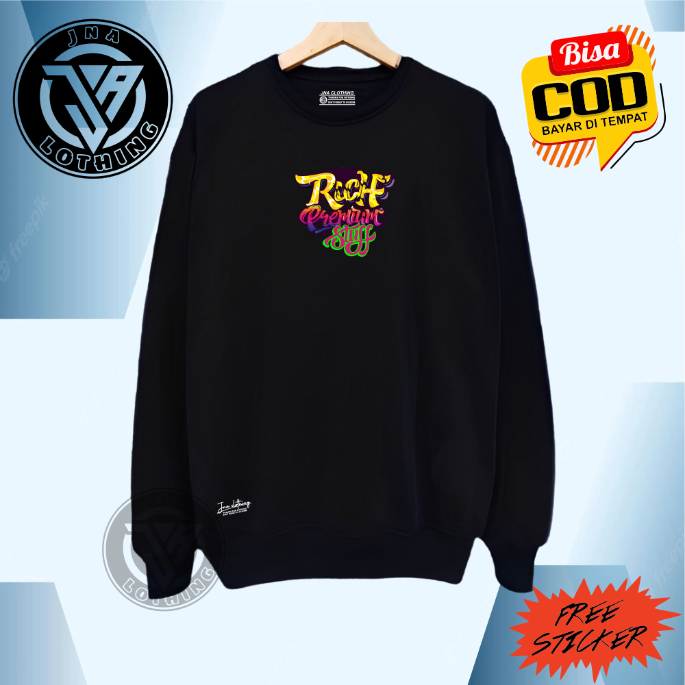 Sweater Cardigan Crewneck Pria Wanita Hitam Tangan Panjang Sablon Staff Gravity Jaket Simple Oblong Switer Kruneck Cowok Cewek Brand Lokal Bahan Plecee Tebal Gramasi Kota Bandung