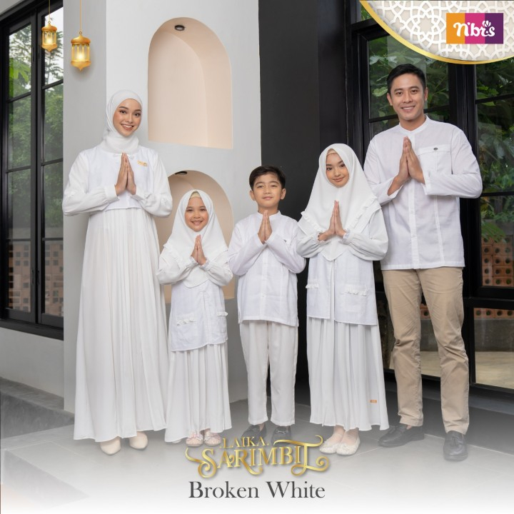Nibras Sarimbit Keluarga 2023 Premium Laika White Putih Gamis Couple Ibu Anak Perempuan Koko Couple 