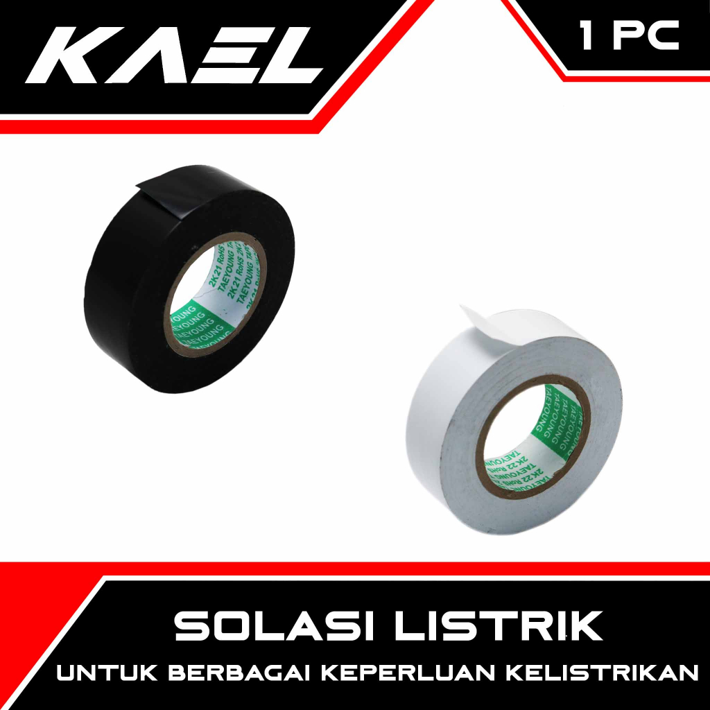 Solasi Listrik Ukuran 3-4 Inch 1.9 Cm x 25 m Isolasi Tape Electrical Electric Hitam-Putih