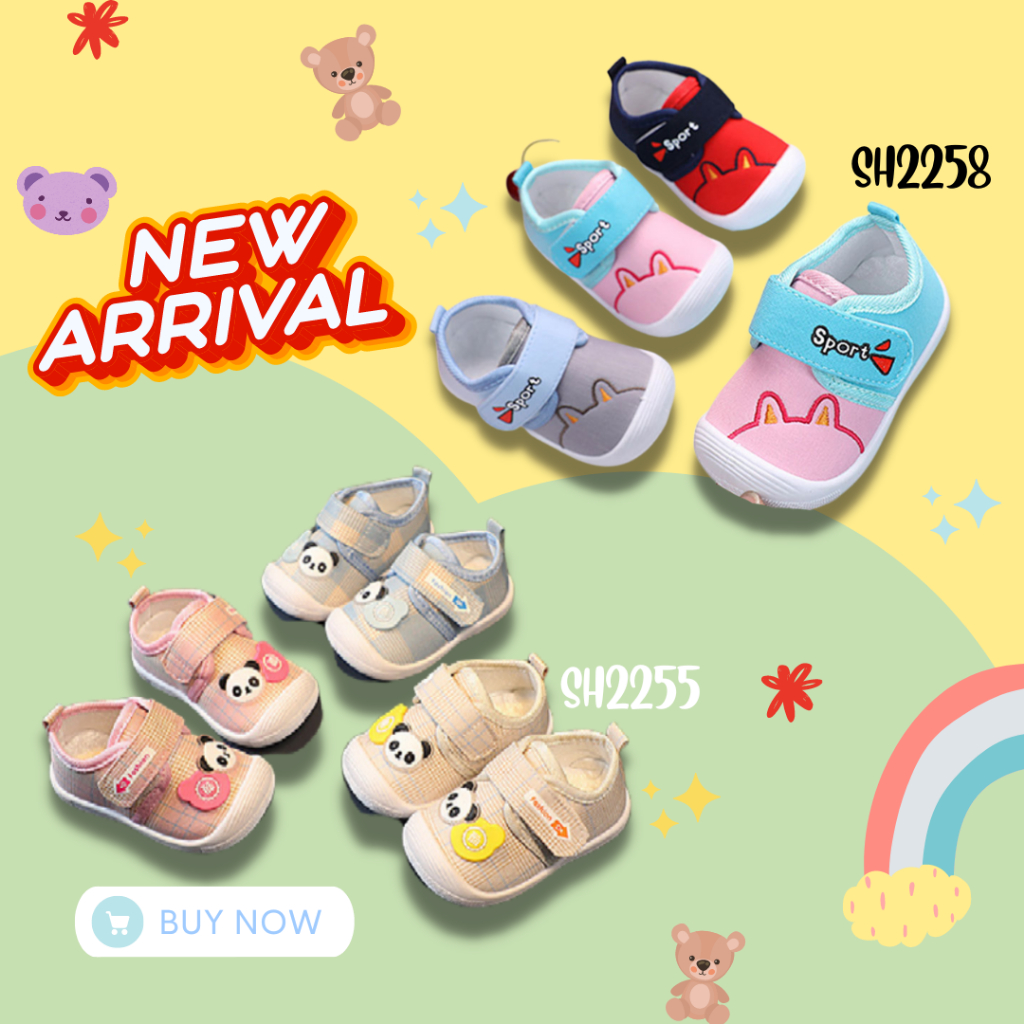 SH2255 SH2258 Sepatu prewalker citcit cicit bunyi anak bayi balita sound baby shoes cit cit Beruang bear kucing cat dapat box packing