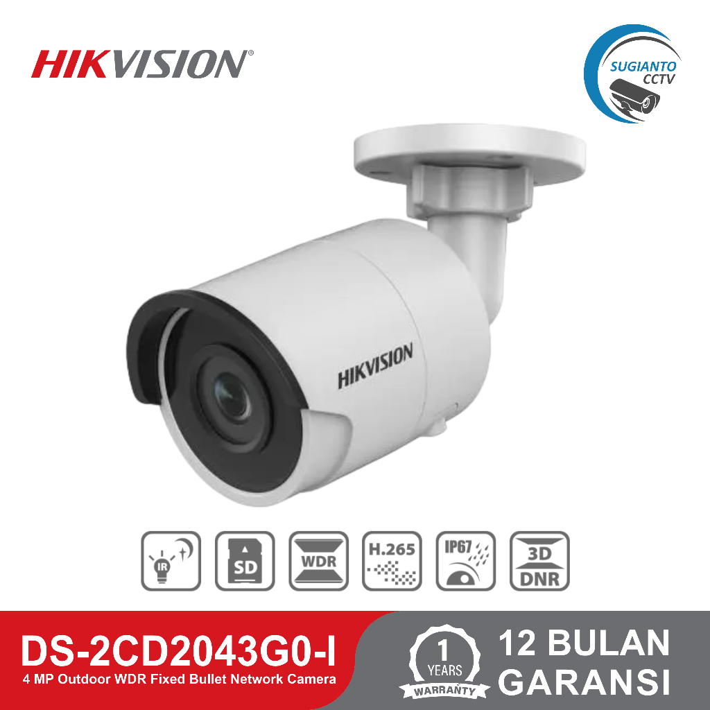 CCTV HikVision DS-2CD2043G0-I 4 MP Outdoor WDR Fixed Bullet Network Camera