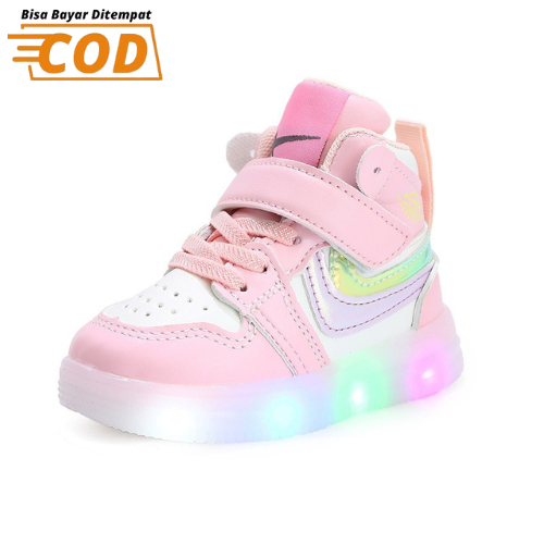 SH2326 Sepatu sneakers Anak Perempuan dan Laki Laki LED lampu nyala anak ringan fashion kasual Semi boot size 21 - 30 untuk anak 1 sd 6 tahun