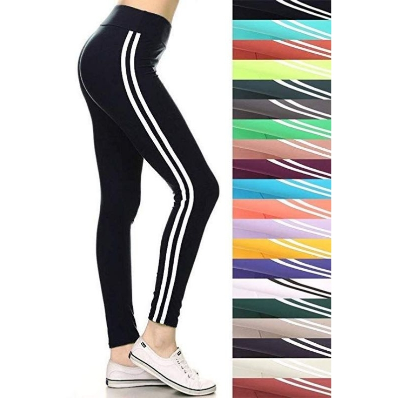 Legging List Strip 2 Putih PREMIUM / Legging Garis Putih
