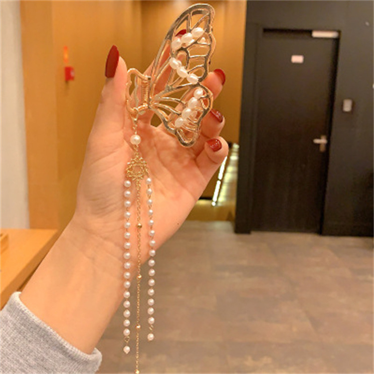 COD Korean Jepit rambut Square Acrylic Hair Claw Clip girl Women Fashion Gold Geometric Hairpin Jepit rambut Pita Mutiara - SG