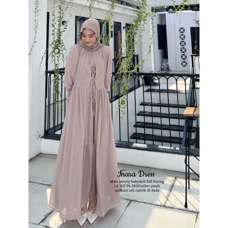 Inara Dress  INNER + OUTER CERUTI BABYDOLL  / Gamis Kondangan BAJU DEWASA MURAH TERBARU 2023