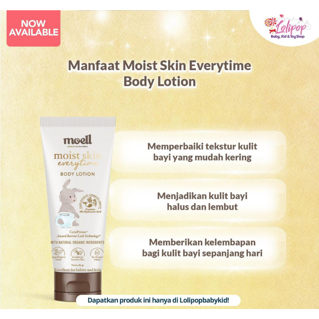 Moell Moist Skin Everytime 185 gr - Baby Body Lotion