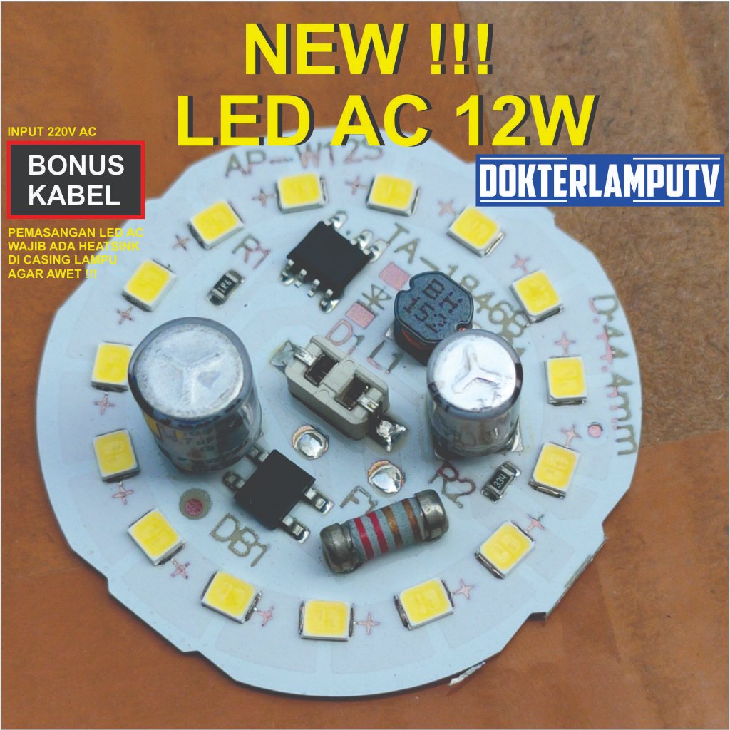 LED AC 12W DOB 220V UNTUK SERVIS LAMPU LED DIY PROJEC OROYEKTOR