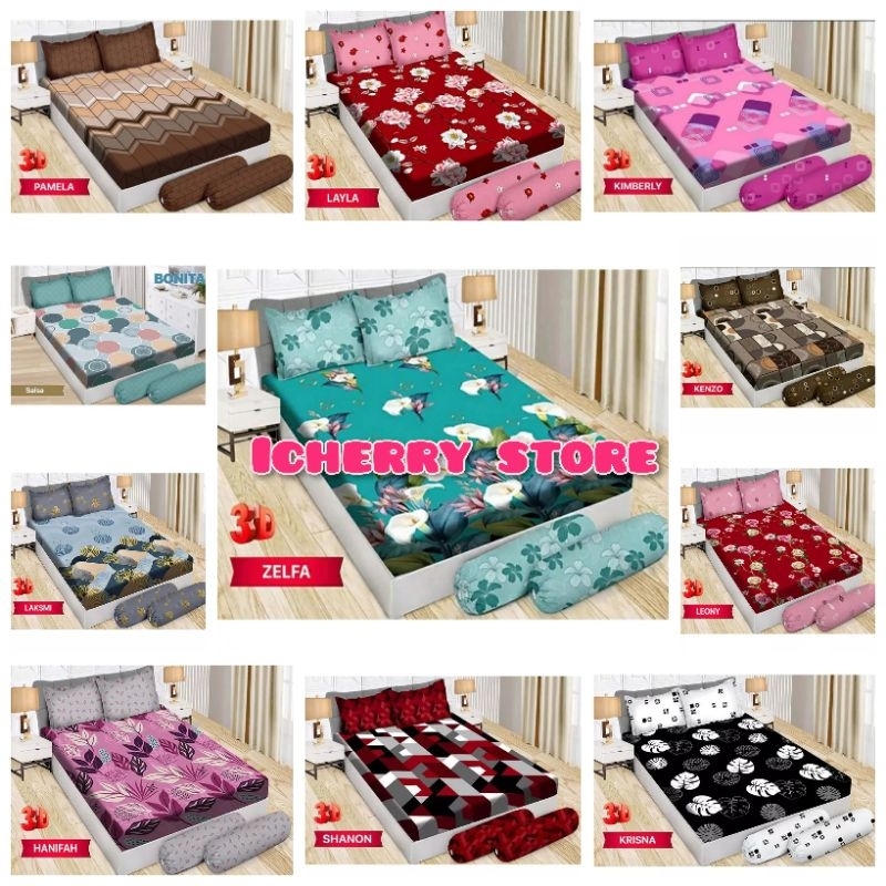 Set 3in1 Sprei Bonita Disperse 3D King 180 160 120 100 Motif Krisna, Zelfa, Hanifah, Laksmi, Layla, 