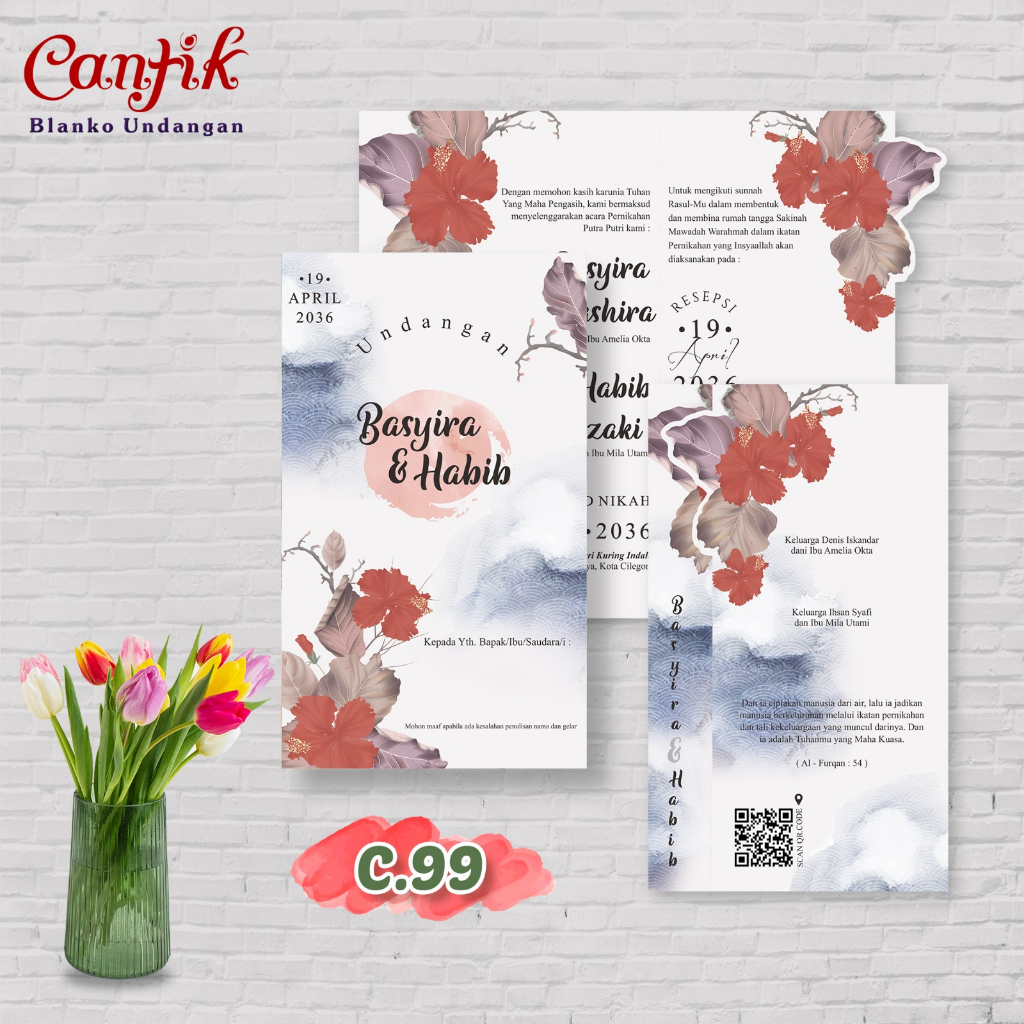 Blangko Undangan Kosong Free File Setting CorelDraw & Word - Seri CANTIK 99 Terbaru Dan Termurah