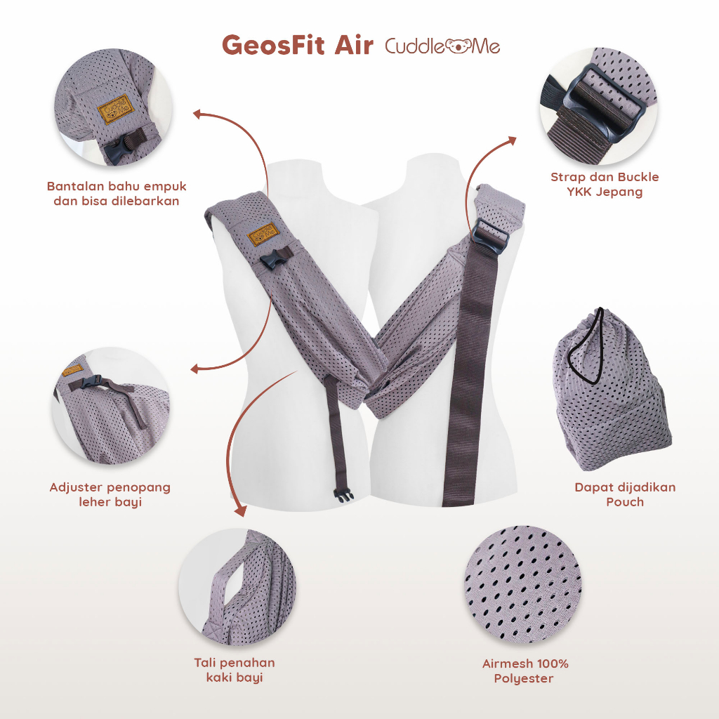 (FREE Gift) Cuddleme GeosFit Air Gendongan Bayi Newborn Toodler