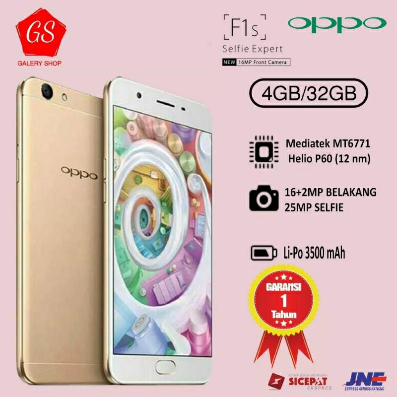 OPPO F1S NEW BUKAN BEKAS / RAM 4GB/64GB - ROSE GOLD