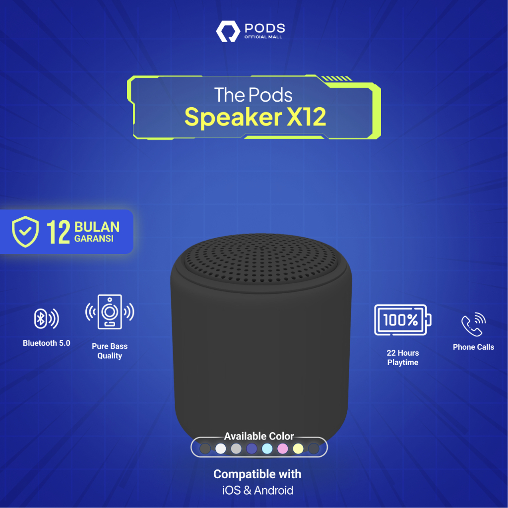 Clout X12 Lite Bluetooth Speaker Wireless Portable Extra Bass Audio Speakers by Pods Indonesiaa