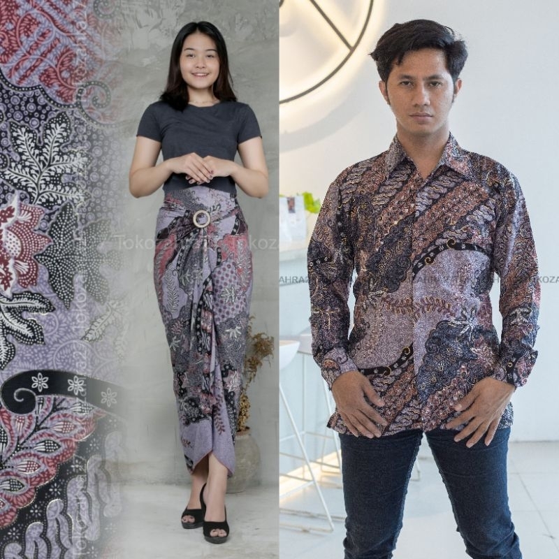 Couple Kemeja Batik Rok Lilit batik Lengan Panjang MOTIF LINGLING