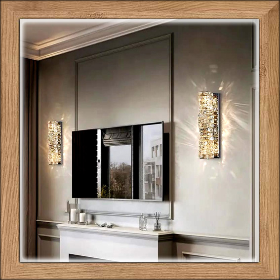 Lampu hias dinding premium kristal MODERN CRYSTAL BRICK LED 3 warna sinar cahaya putih kuning warm w