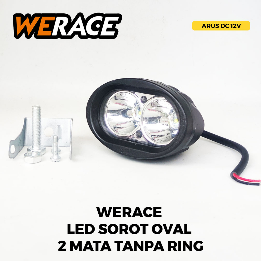 [WERACE] LAMPU LED SOROT OVAL 2 MATA TANPA RING BESAR 12VOLT 18WATT 2 MODE + BRACKET COCOK MOTOR MOBIL TAHAN LAMA SUPERTERANG CAHAYA LEBAR ANTI AIR