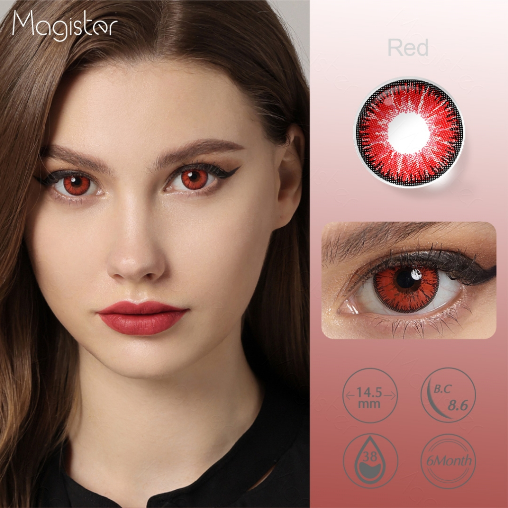Magister softlens flame cosplay red 1 pasang lensa kontak warna diameter 14.5 MM mata softlens mata korea