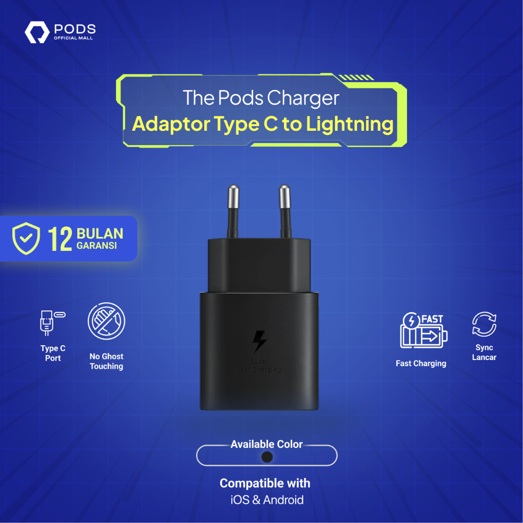 [FAST CHARGING] SAMSUNG X PODS INDONESIA Adaptor Type C To Lighting - ADAPTOR / BATOK CHARGER USB C 45W NOTE 10 / NOTE 20 / NOTE 20 ULTRA / A33 / A53 / A73 FAST CHARGING By Pods Indonesiaq