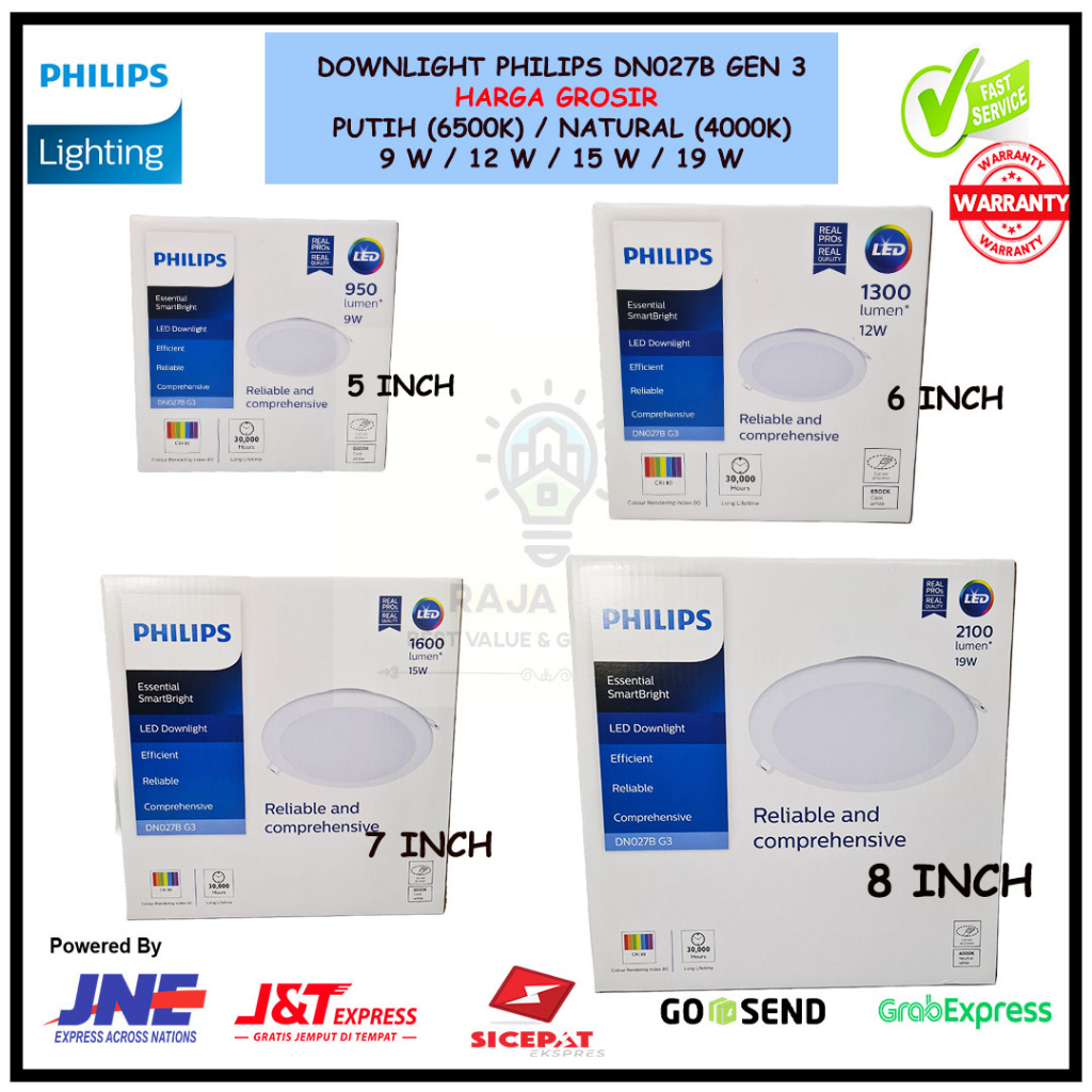 Philips Downlight Led DN027B G2 / G3 6 W / 9 W / 12 W / 15 W / 19 W WATT 4" 5" 6" 7" 8" Inch 6500K /