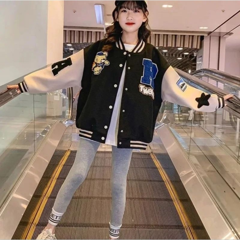 R-Tw Jacket Baseball Anak Lucu Umur 6Thn Sampai 9Thn | Jacket Varsity Baseball Anak Ala Korean Style | Varisity Jacket Baseball Lucu Anak