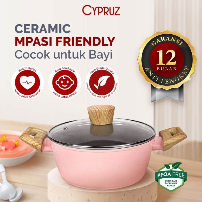Casserole Lid Cypruz Pink Ceramic Tutup Kaca