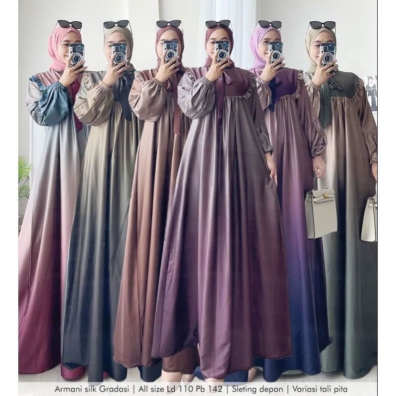 EVELYN DRESS | GAMIS ARMANI SILK GRADASI 2 WARNA