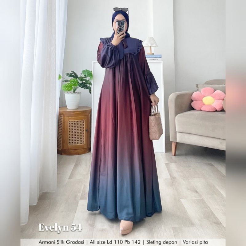 EVELYN DRESS | GAMIS ARMANI SILK GRADASI 2 WARNA