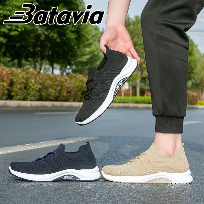 （COD）Batavia Sepatu Pria Olahraga Baru Murah, nyaman, sepatu sekolah hitam yang bernapas sepatu kasual pria sepatu jogging pria B28 B22 B23 B24