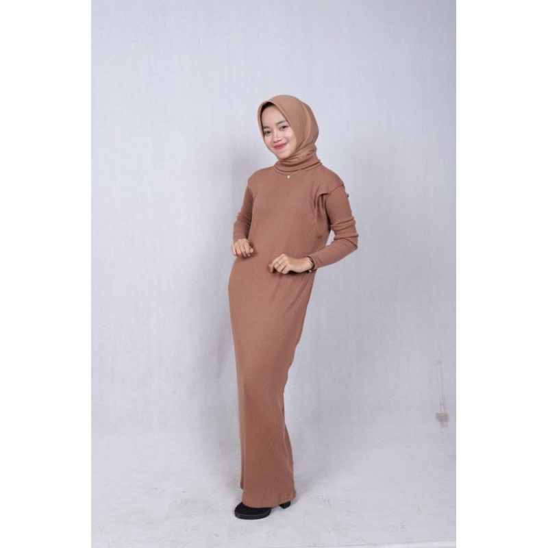 riche- basic long inner dress lengan panjang busui friendly/baju hamil/foto maternity/original bahan knit premium/bodycone/span/outfit hijab