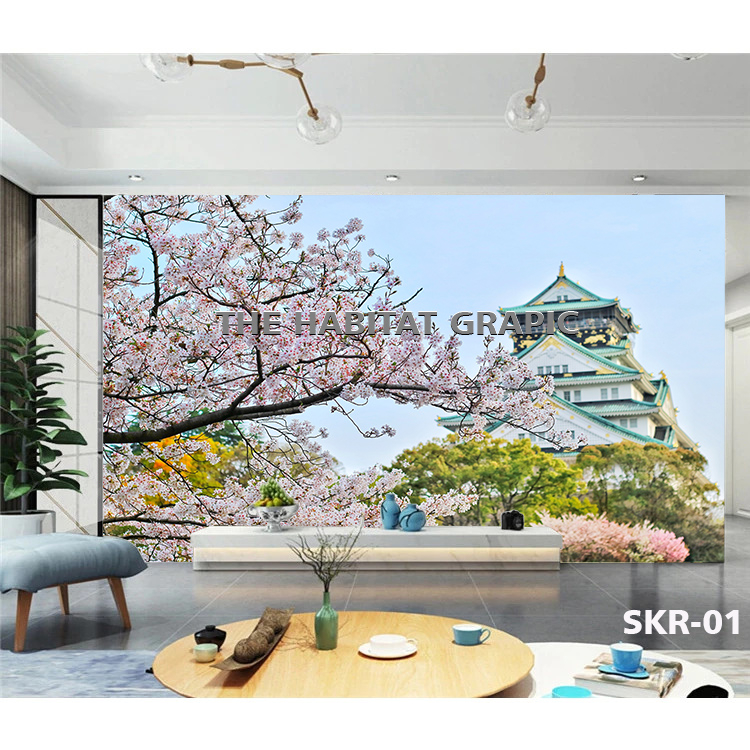 TERLENGKAP WALLPAPER DINDING MOTIF BUNGA SAKURA 3D CUSTOM, WALLPAPER MURAH BUNGA SAKURA