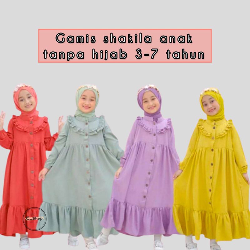 GAMIS SHAKILA anak perempuan 3 4 5 6 7 8 9 tahun