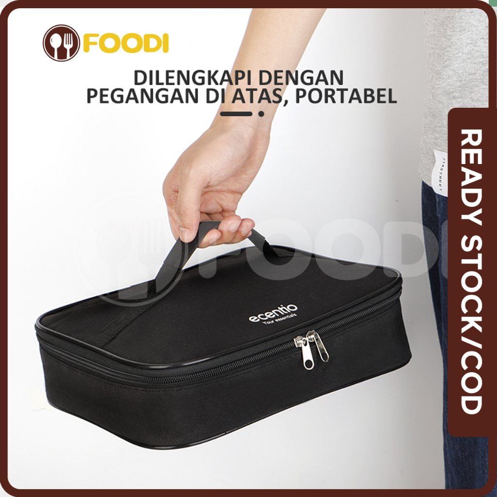 ecentio &amp; FOODI tas bekal makanan flat Lunch Bag for 3/4/5 Sekat tempat makan anak/tas tempat makan Lunch Bag/tas kotak makan siang/tas kecil/tas karakter/Tas piknik