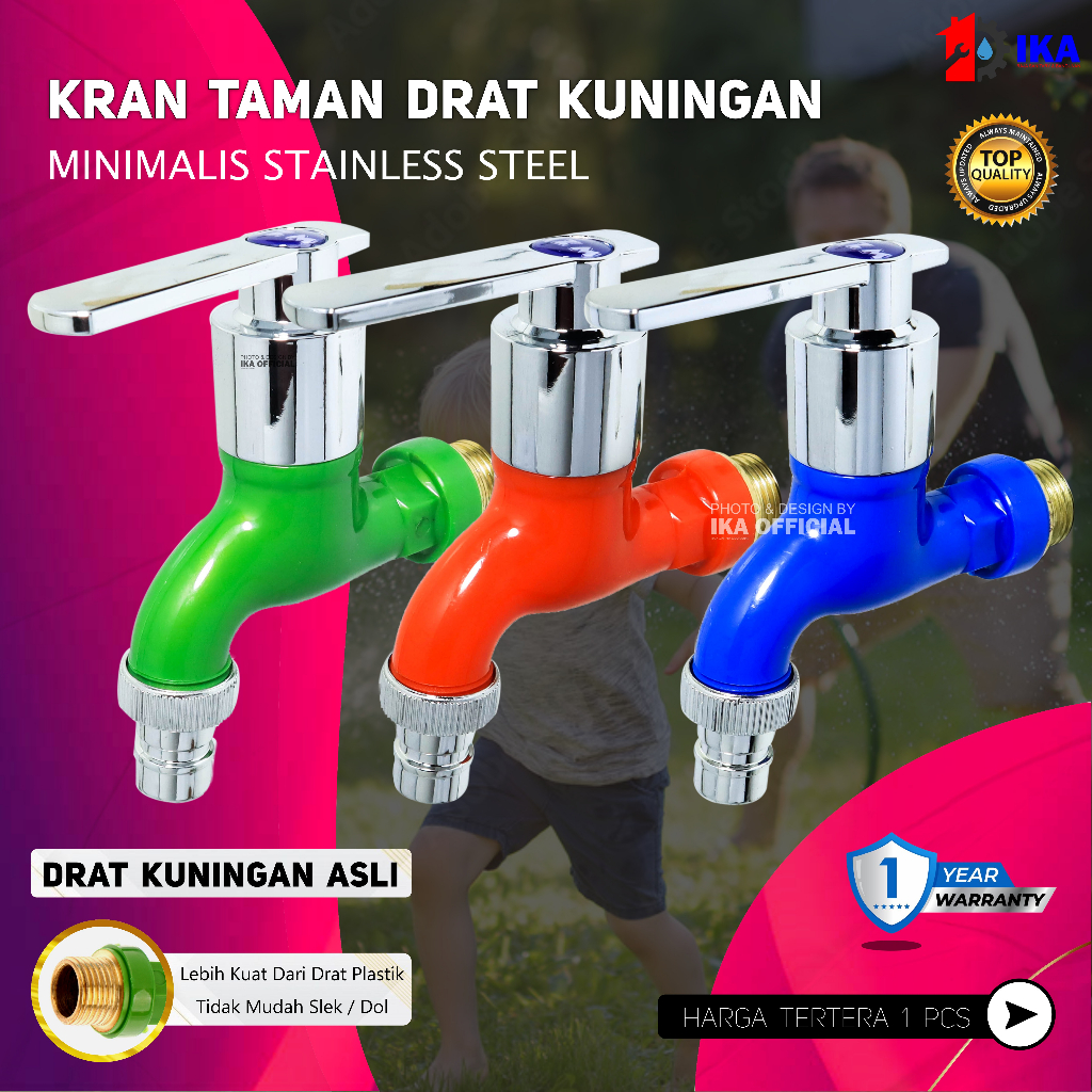 Kran Taman MAHKOTA Drat Kuningan 1/2 Inci I Keran Tembok Mesin Cuci 1/2 Inch Warna Warni