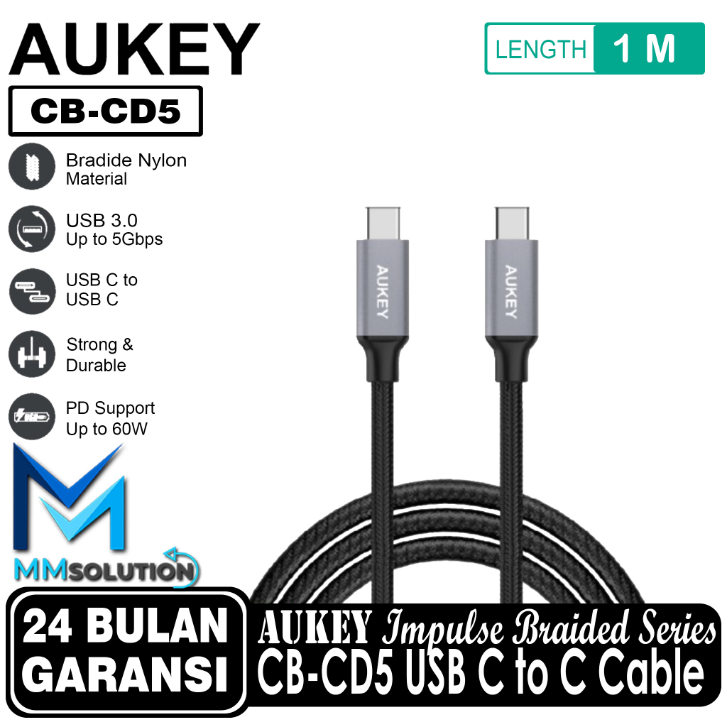 AUKEY CB-CD5 / CB-CD6 Kable Data Type C to Type C Braided Nylon