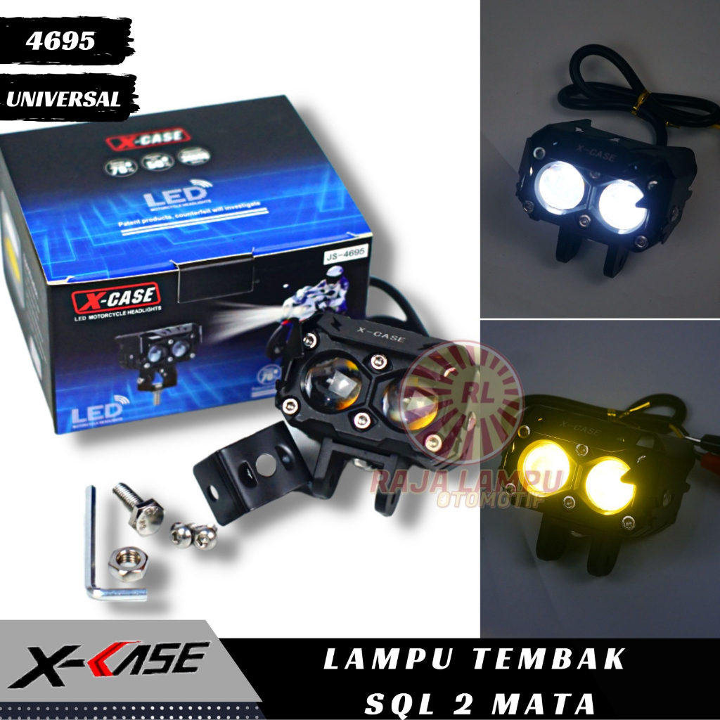 Lampu Tembak Sorot 2 Led Mata Foglamp Universal D2 SQL 2 Mata X-Case Lampu Sorot Waterproof