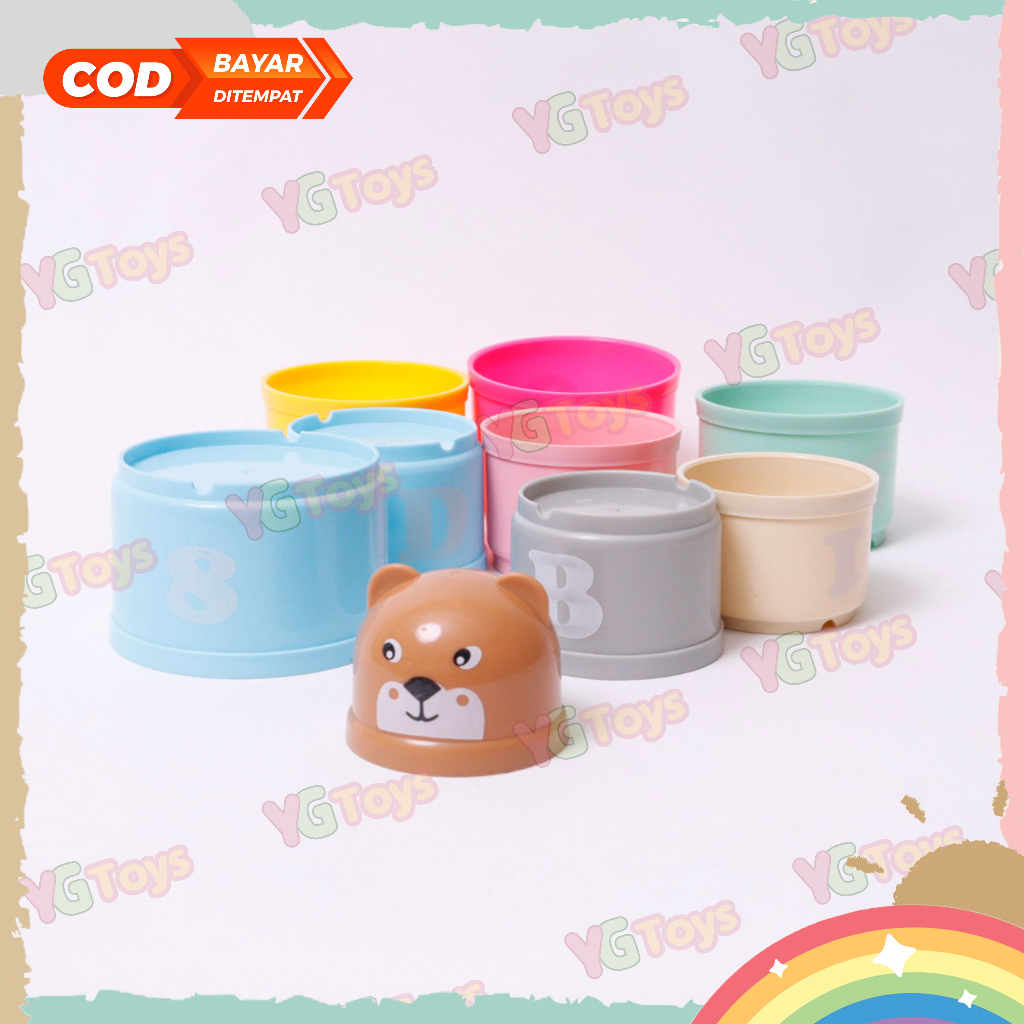 YGtoys Mainan Stacking Cup Menyusun Gelas Susun Warna Edukasi 9 PCS