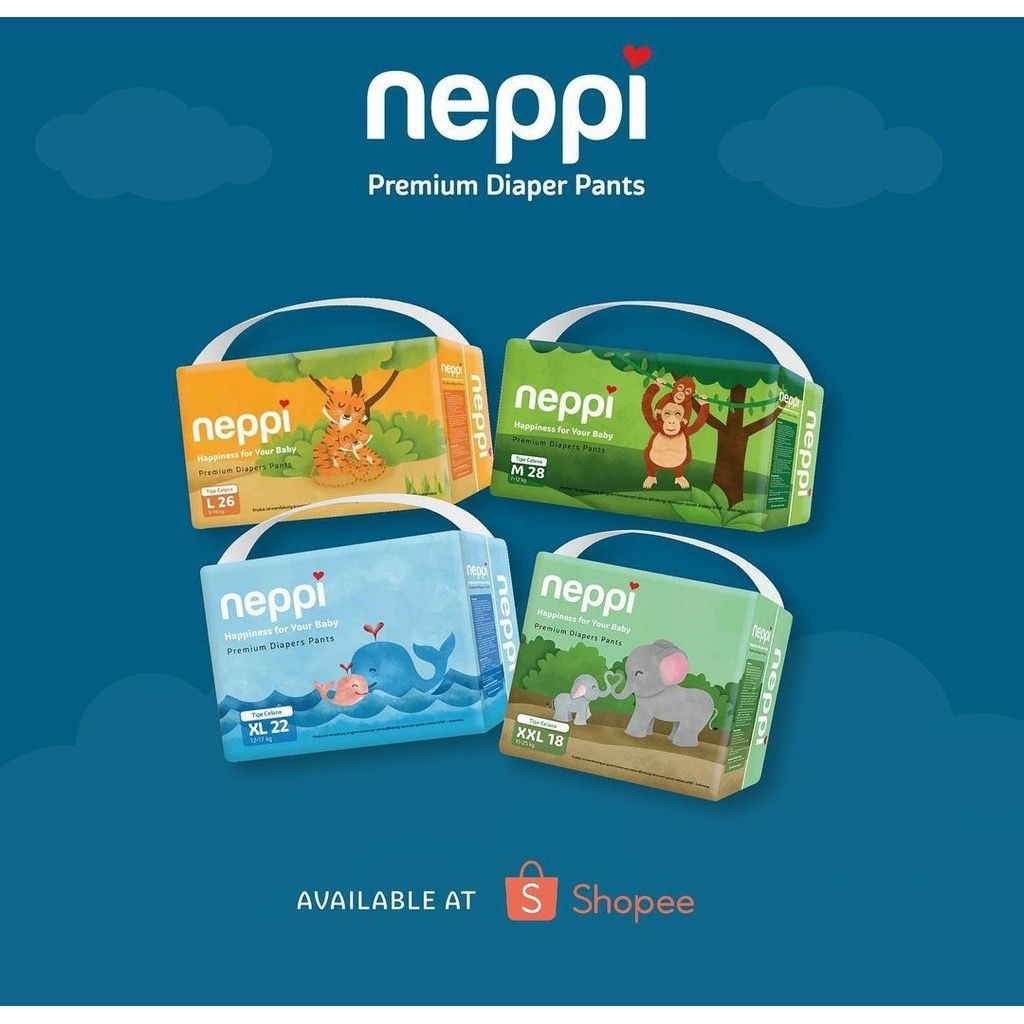 NEPPI PREMIUM DIAPER PANTS (M/L/XL/XXL) / PEMPERS BAYI / DIAPERS ANTI IRITASI / POPOK BAYI / TRAVELING / ANTI RUAM / POPOK BAYI BARU LAHIR / NEWBORN / AMAN KULIT SENSITIF/ ANTI GATAL / ANTI BOCOR/ NEPPI SOFT CARE TAPE