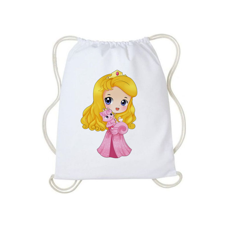 Tote Bag Tas Serut Princess Disney Lucu Goodie Bag Souvenir Ulang Tahun Tas String Bag Kanvas Wanita Aesthetic