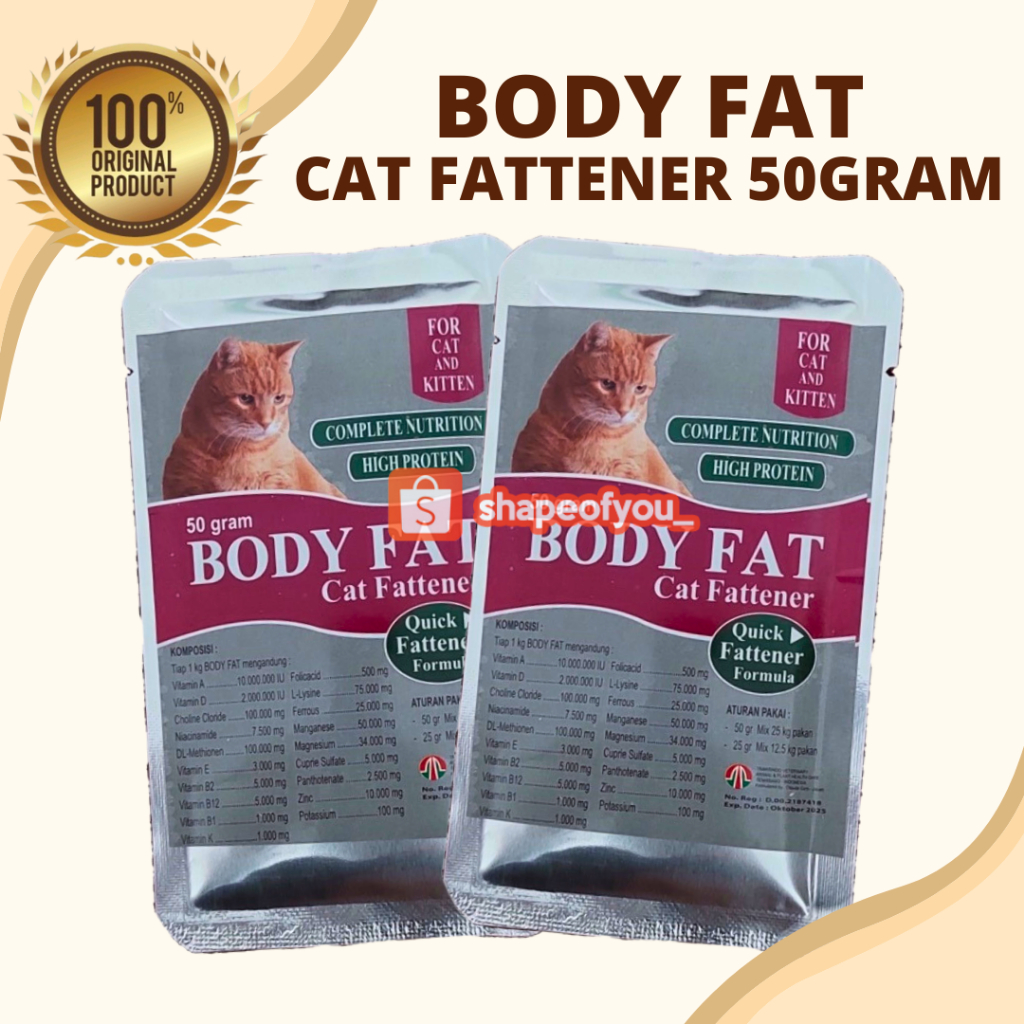 BODY FAT Cat 50gr Penambah Berat Badan Kucing Penggemuk